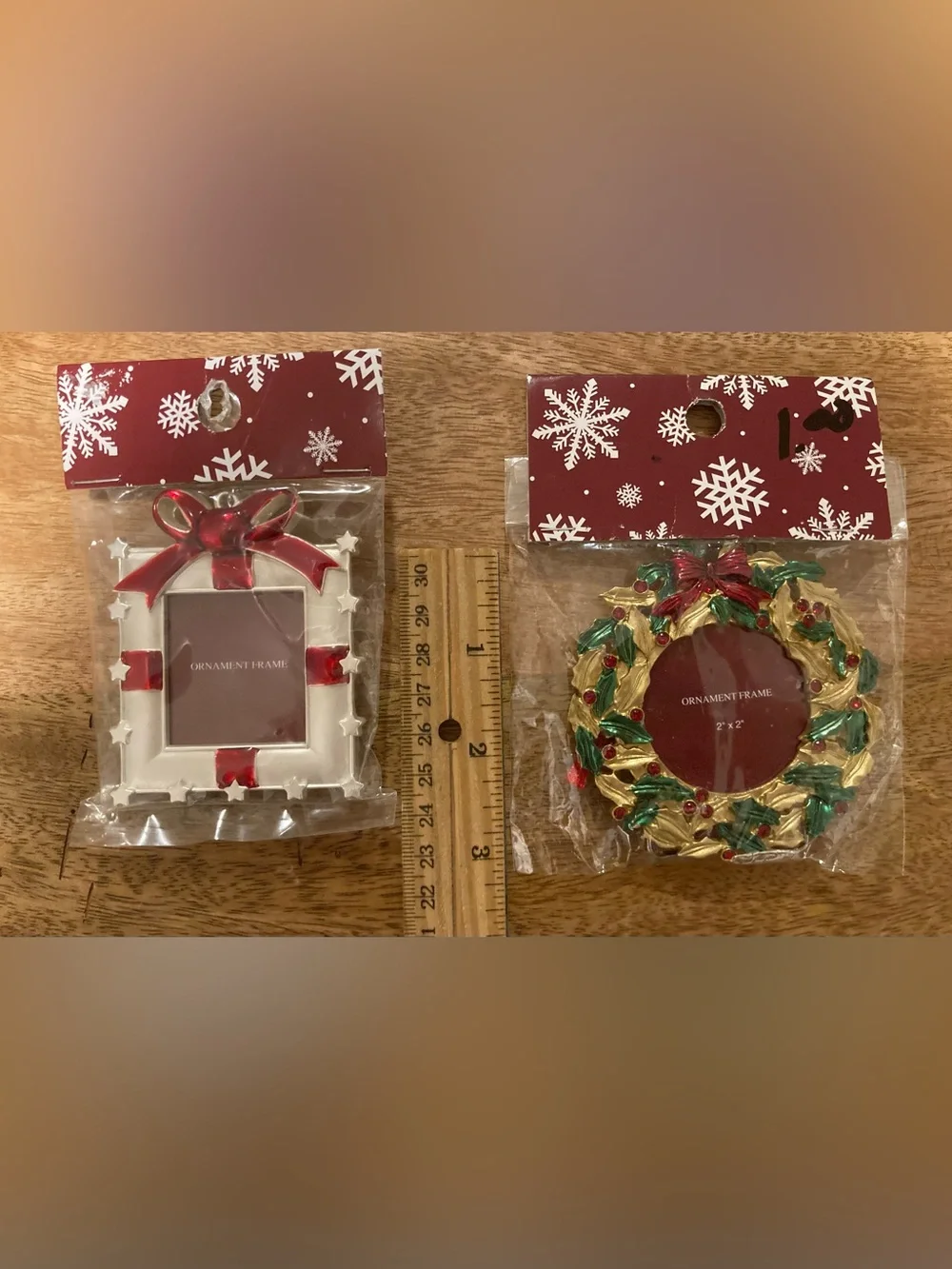 Set of 5 Ornate Metal Christmas Ornament Picture Frames